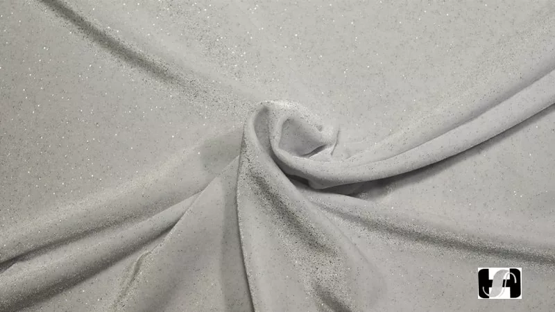 White Silver Glitter spandex velvet in white and silver — wholesale fabric