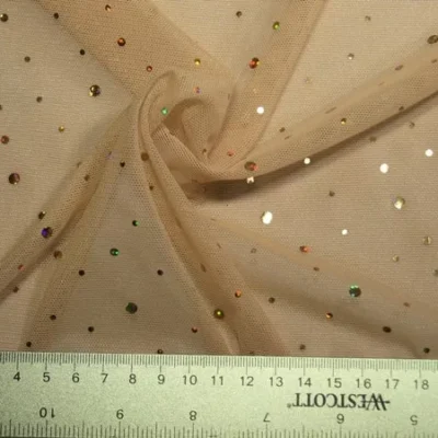 Mesh sparkle sequins in nude and gold — wholesale fabric