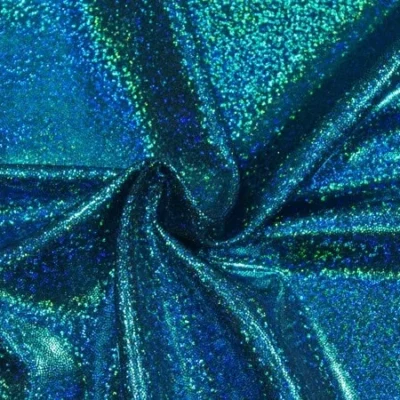 Holo sands spandex in black and turquoise — wholesale fabric