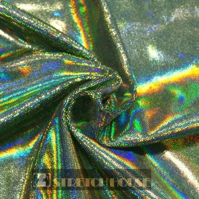 Dizzy holo spandex in green room — wholesale stretch fabric