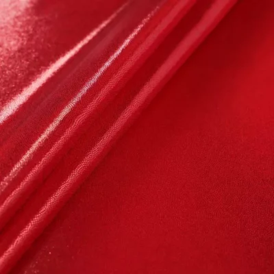 Dizzy holo spandex in heat lamp red — wholesale fabric