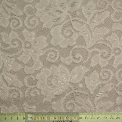 Ivory Alice Pattern Stretch Lace #1 — spandex fabric by the yard | Stretch House