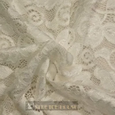 Ivory alice pattern stretch lace — wholesale fabric