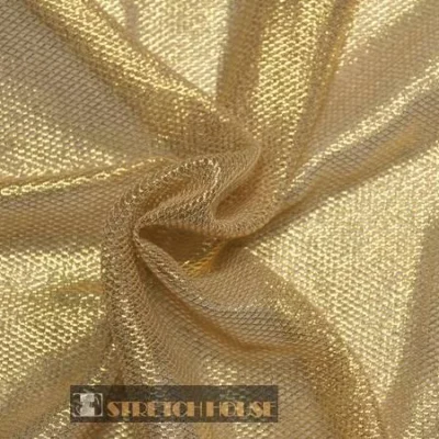 Gold nude leggings mesh with metallic foil — wholesale fabric