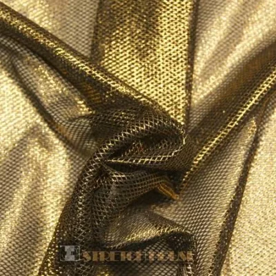 Gold black leggings mesh with metallic foil — wholesale fabric