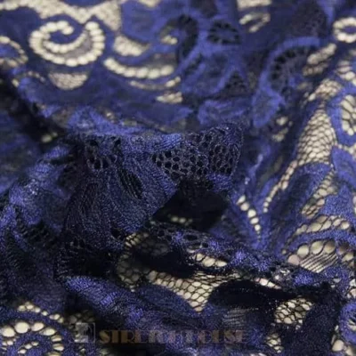 Navy alice pattern stretch lace — wholesale fabric