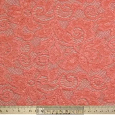 Coral Alice Pattern Stretch Lace #4 — spandex fabric by the yard | Stretch House
