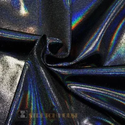 Dizzy holo spandex in black — wholesale stretch fabric