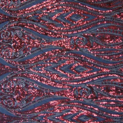 Red 2 Embroidery Spandex Sequins #16 — spandex fabric by the yard | Stretch House