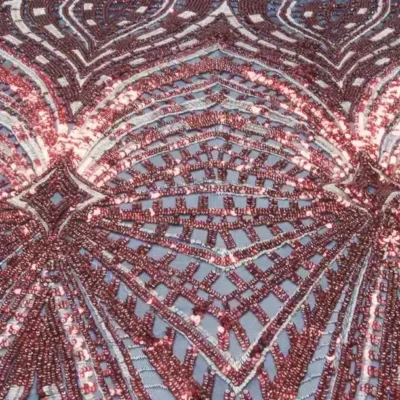 Red Embroidery Spandex Sequins #15 — spandex fabric by the yard | Stretch House