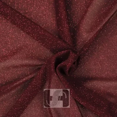 Burgundy glitter mesh spandex #6 — wholesale two-way stretch fabric