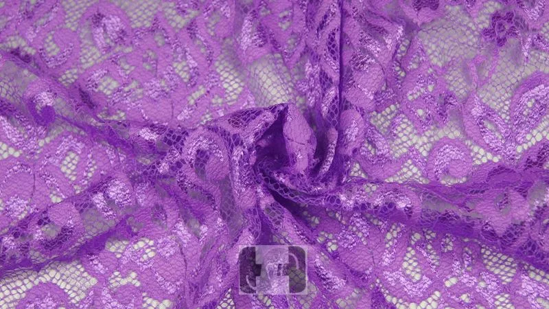 DSC03128 Scallop lace spandex poly in violet — wholesale stretch fabric