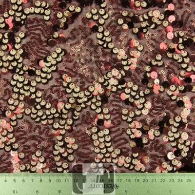 Burgundy Gold Fame Mesh Sequin Color#9 — spandex fabric by the yard | Stretch House