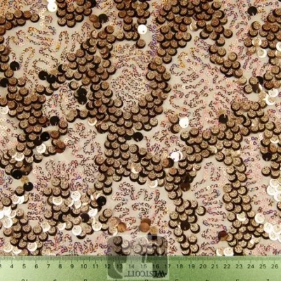 Blush Gold Fame Mesh Sequin Color#11 — spandex fabric by the yard | Stretch House