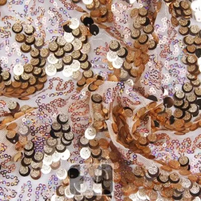 Blush gold fame mesh sequin — wholesale stretch fabric