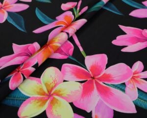 Tropical floral digitally painted printed spandex — wholesale stretch fabric