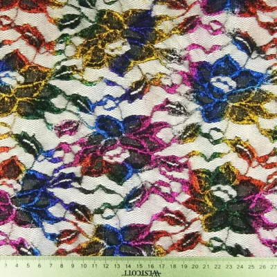Black Flower with Multi Color Metallic Foil