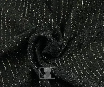 Glitter slinky spandex in black and black — wholesale fabric