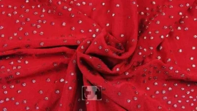 Red gold glitter slinky spandex — wholesale stretch fabric