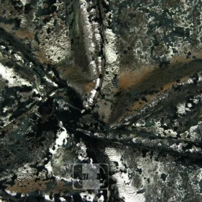 Distressed velvet spandex foil in black and gunmetal — wholesale fabric