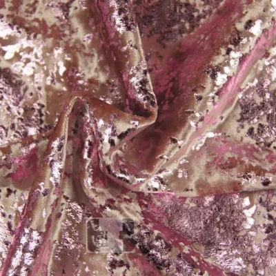 Distressed velvet spandex foil in dusty pink and baby pink — wholesale fabric