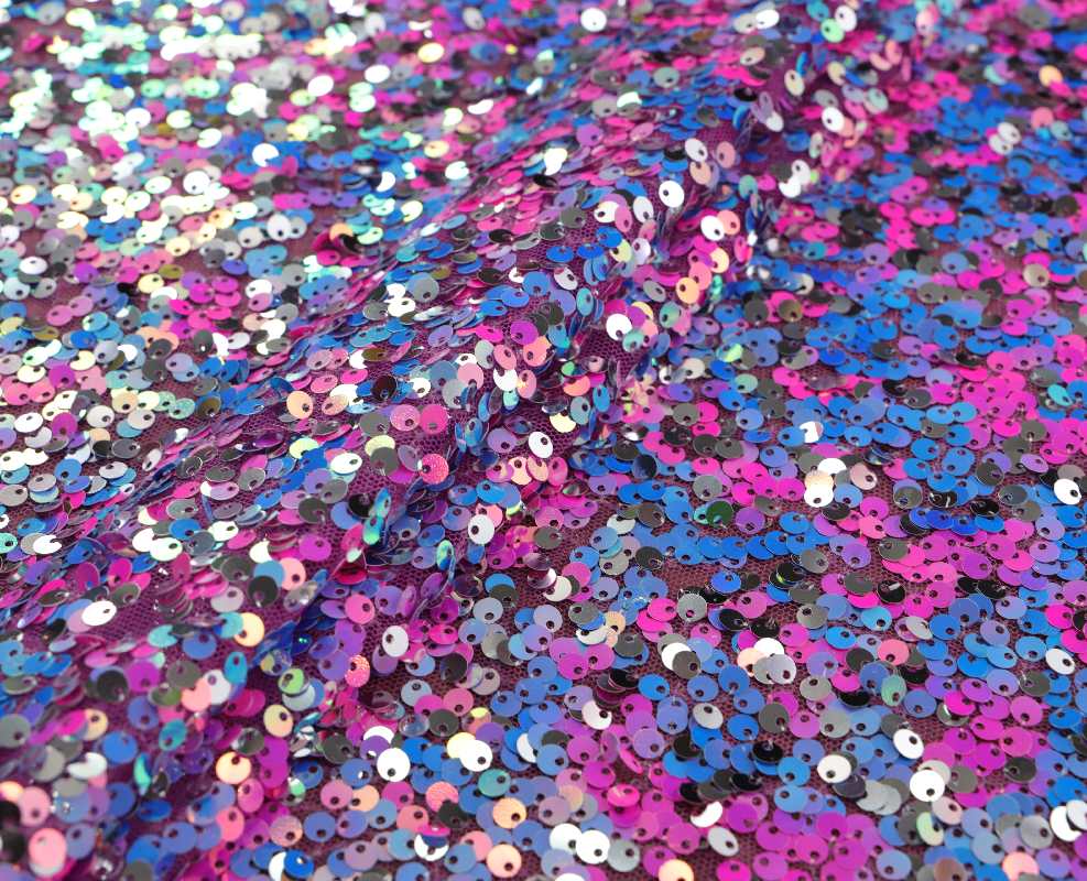Designer Sequins Polyester Mesh Orchid / Hot Pink / Blue 21 Stretch