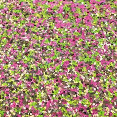 Designer Sequins Polyester Mesh Lemonade / Hot Pink #22 — spandex fabric by the yard | Stretch House