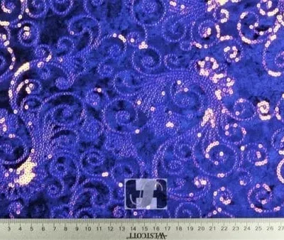 Royal / Pearl Ornaments Floral Velvet Sequins — spandex fabric by the yard | Stretch House