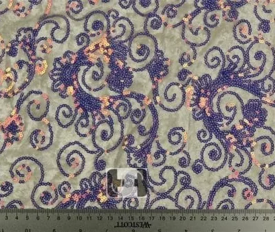 Ivory / Pearl Ornaments Floral Velvet Sequins — spandex fabric by the yard | Stretch House
