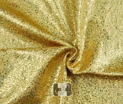 Gold gold pebbles holo dots nylon spandex — wholesale fabric