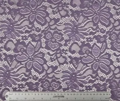 Grape Alice Pattern Stretch Lace #8 — spandex fabric by the yard | Stretch House