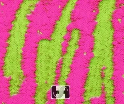 Bright green shocking pink reversible two tone sequins — wholesale fabric