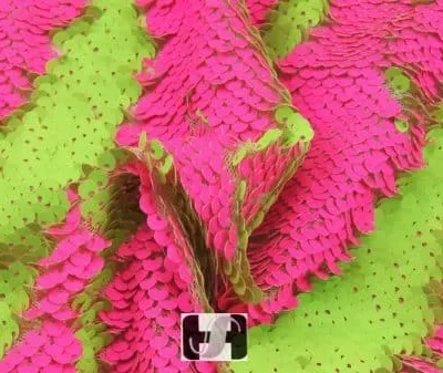 Bright Green/ Shocking Pink Reversible Two Tone Sequins Fabric Color#11 — spandex fabric by the yard | Stretch House