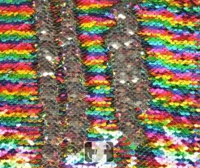 Multi color silver reversible two tone sequins — wholesale fabric