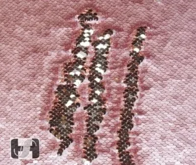 Kobi flax gold reversible two tone sequins — wholesale stretch fabric