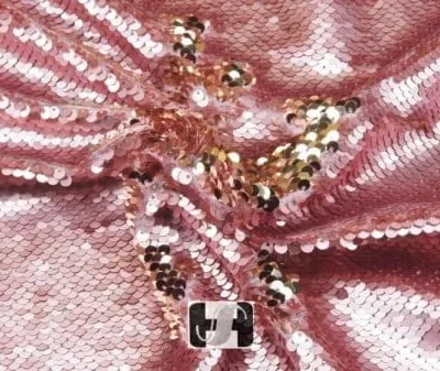 Kobi/ Flax Gold Reversible Two Tone Sequins Fabric Color#15 — spandex fabric by the yard | Stretch House