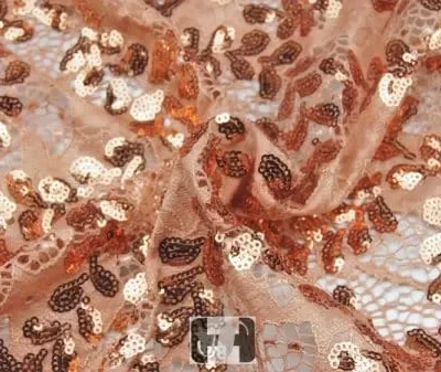 Topaz wisteria lace 3mm sequins — wholesale stretch fabric
