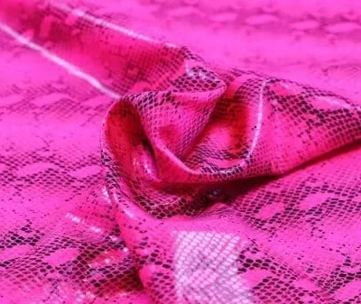 Neon pink cobra clear dot foil nylon spandex — wholesale fabric