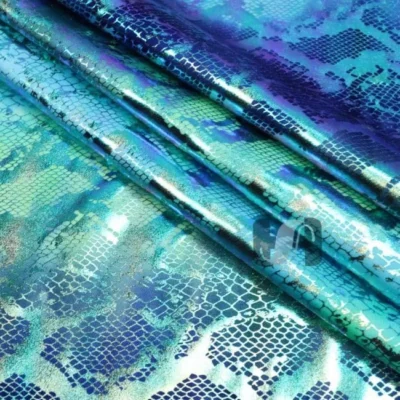 Deep Sea viper snake Metallic Hologram Print  Fabric #1 — spandex fabric by the yard | Stretch House