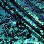 Distressed Velvet Spandex Foil Irid Emerald Green/ Black #8 — spandex fabric by the yard | Stretch House