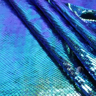 Emerald Green Irid King Snake Pattern Stretch Velvet  #3 — spandex fabric by the yard | Stretch House