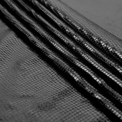 Black Shiny  King Snake Pattern Stretch Velvet  #7 — spandex fabric by the yard | Stretch House