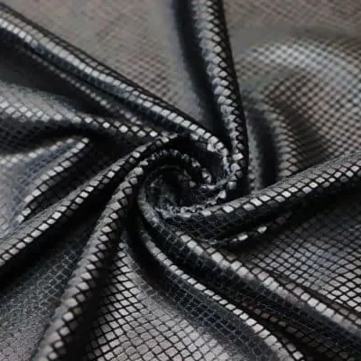 King snake pattern stretch velvet in black matte — wholesale fabric