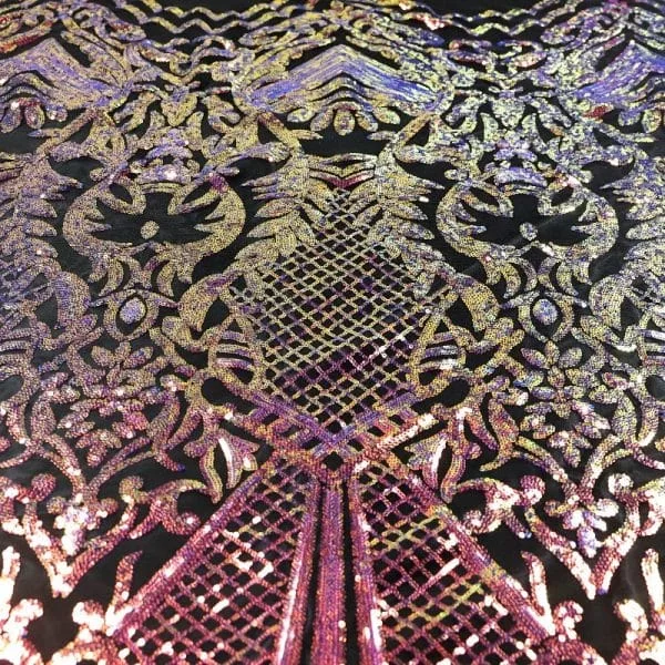 IMG_0276 Black black iridescent 3mm sequins on spandex mesh — wholesale fabric