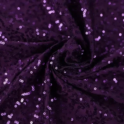 Eggplant spandex sequin fabric — wholesale stretch fabric