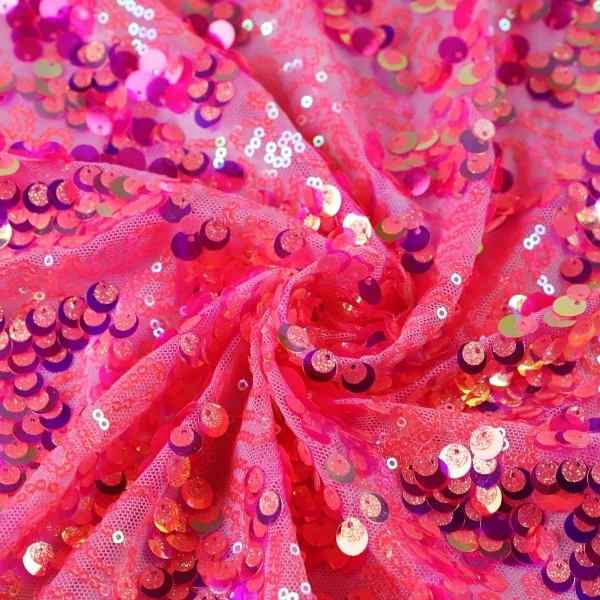 #15 Neon pink fame mesh sequin — wholesale stretch fabric