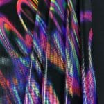 MELTED CRAYON  Multi/ Black Oil Slick Irid Spandex Fabric — spandex fabric by the yard | Stretch House