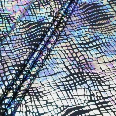 Tiger snake pattern iridescent black spandex — wholesale fabric