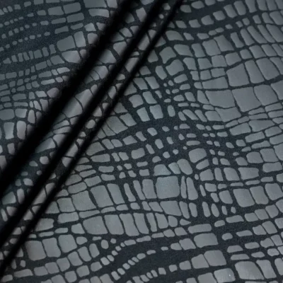 Tiger snake pattern spandex in black — wholesale stretch fabric