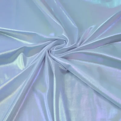 Electric foil opalite white spandex — wholesale fabric